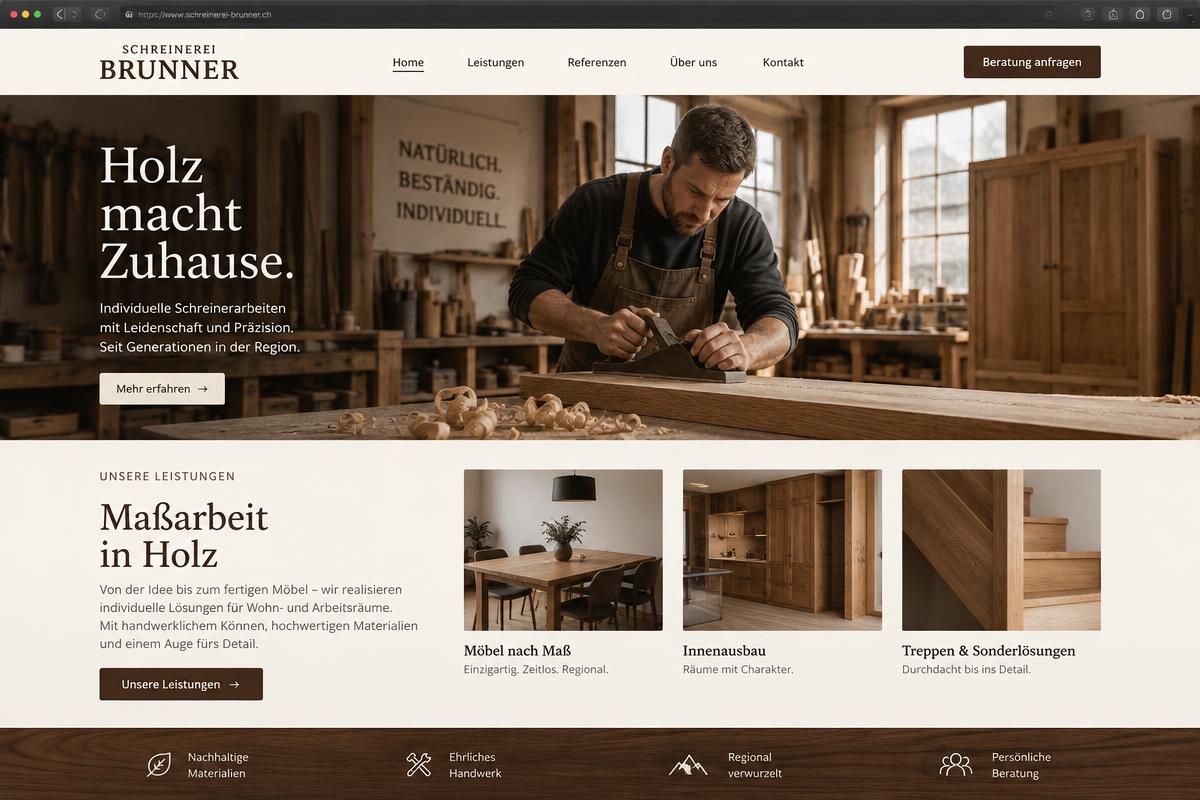 Beispiel Schreinerei-Website